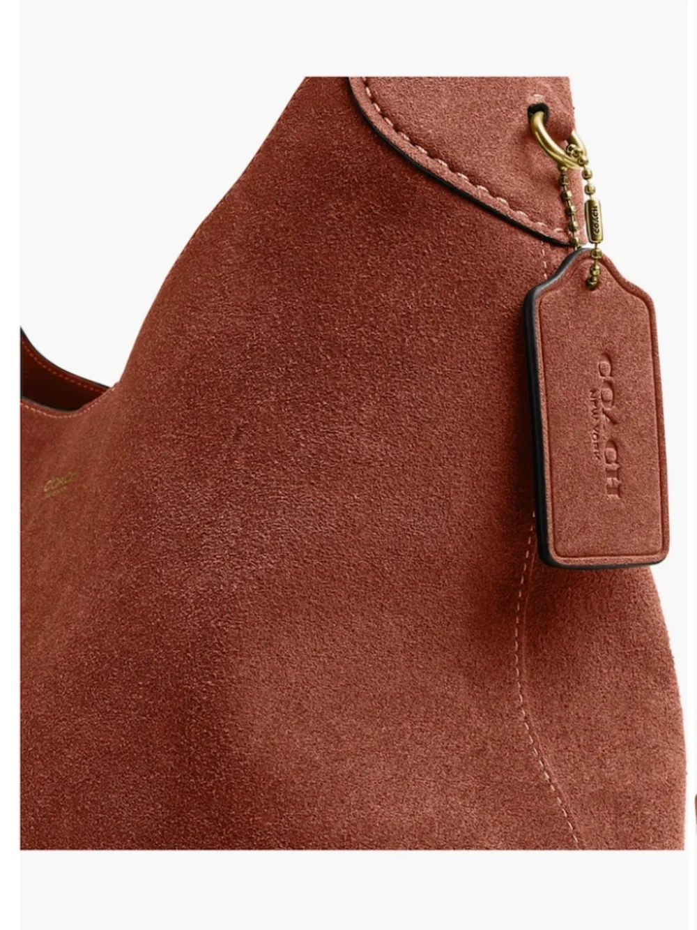 NWT $395 COACH Brooklyn 34 Suede Shoulder Bag in CLAY!